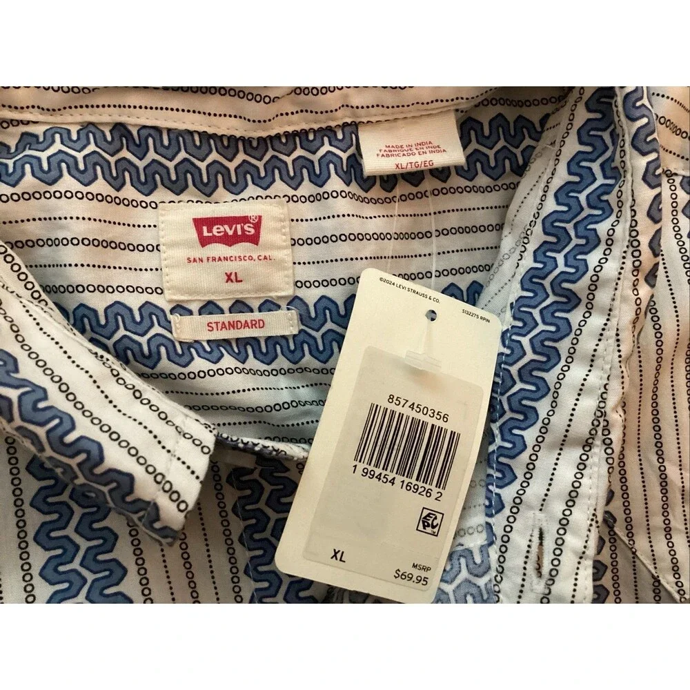 levis shirt men xl new pearl snap long sleeve striped western cowboy